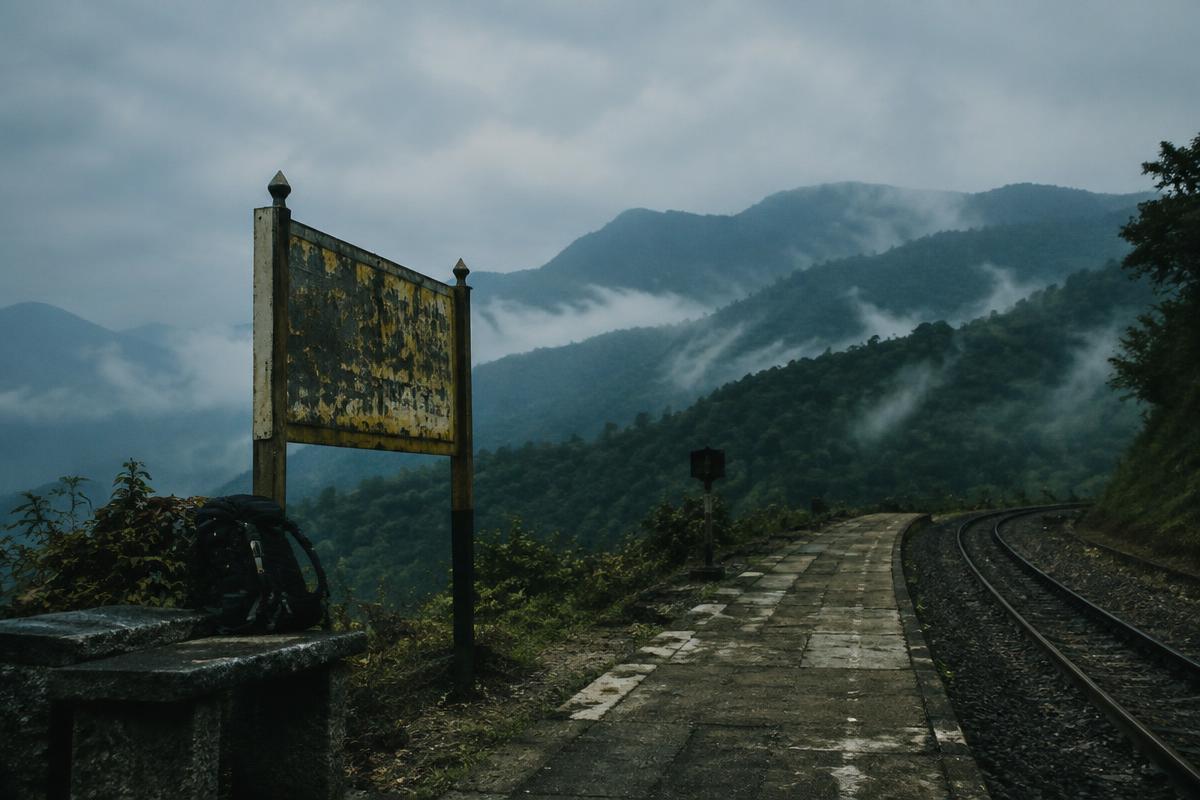 The rail stop before the trail
